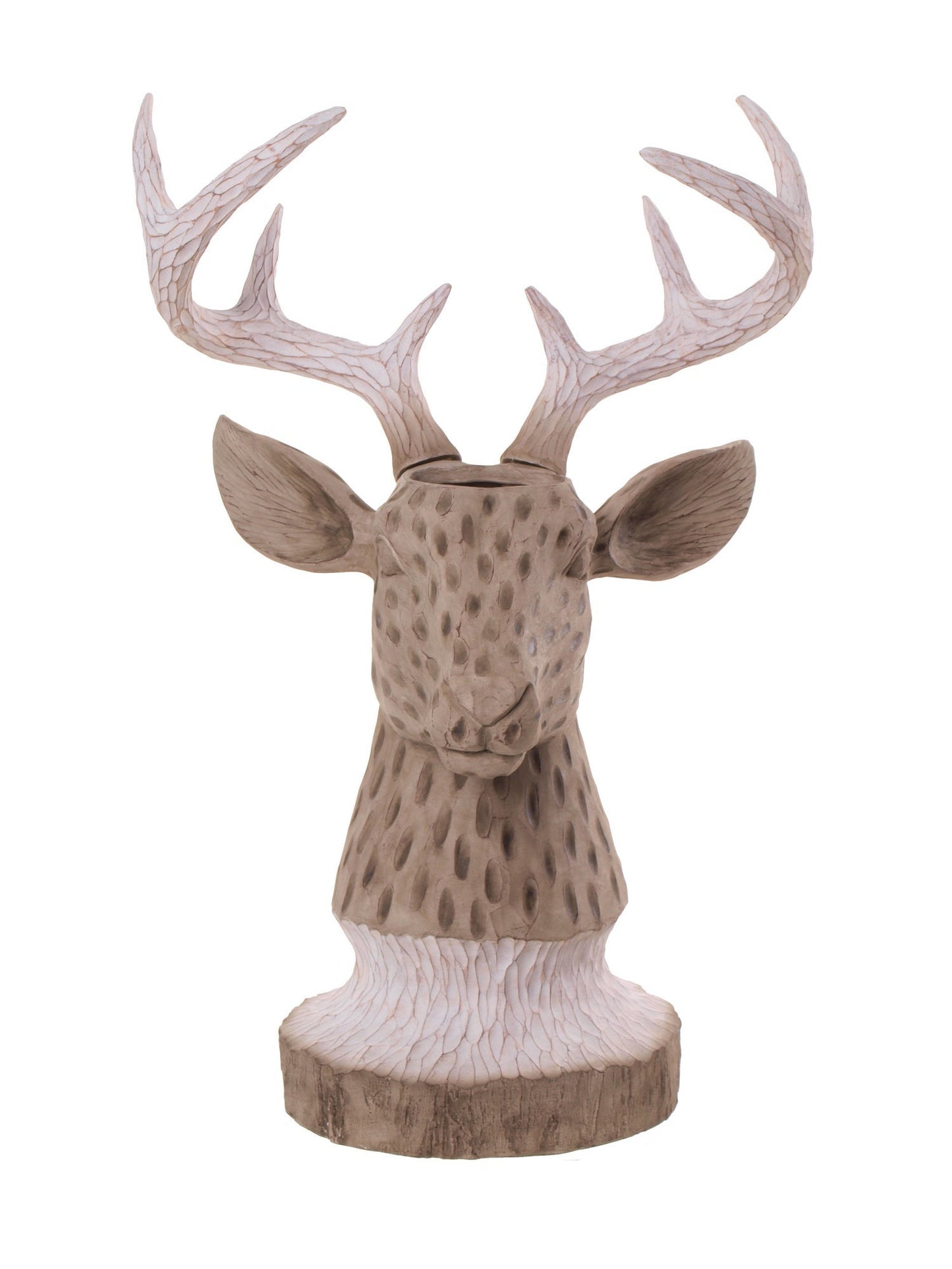 XR13303 RESIN WOOD LOOK REINDEER VASE 25"