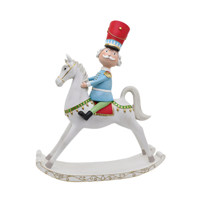 XR13314 RESIN SOLDIER ON ROCKING HORSE 27.5"