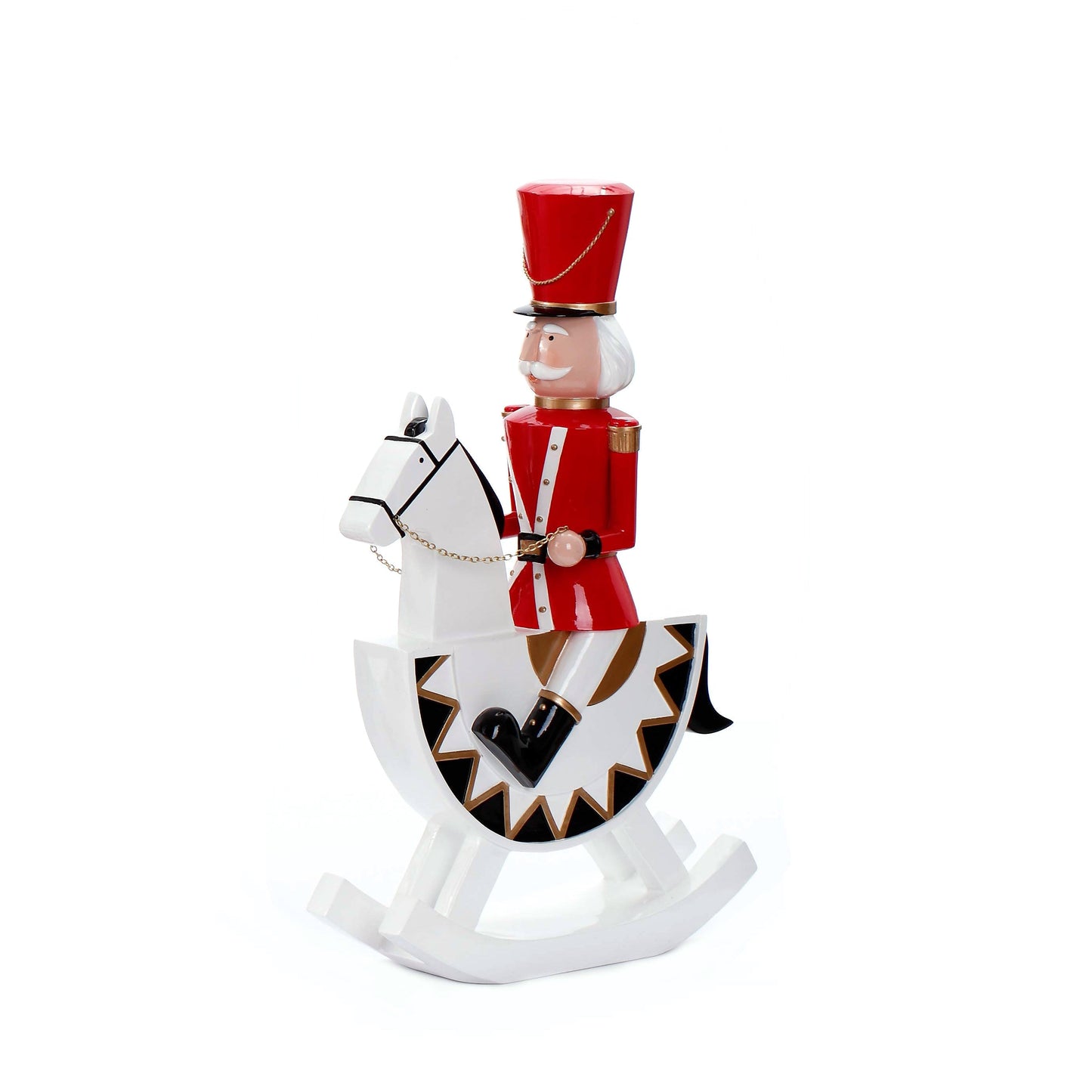 XR13316 RESIN SOLDIER ON ROCKING HORSE 28"