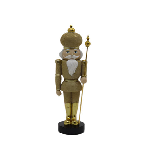 XR13318 RESIN BEADED NUTCRACKER w/ROUND HAT 12"