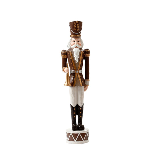 XR13325 RESIN WOODEN-LOOK NUTCRACKER w/TRUMPET 20.5"