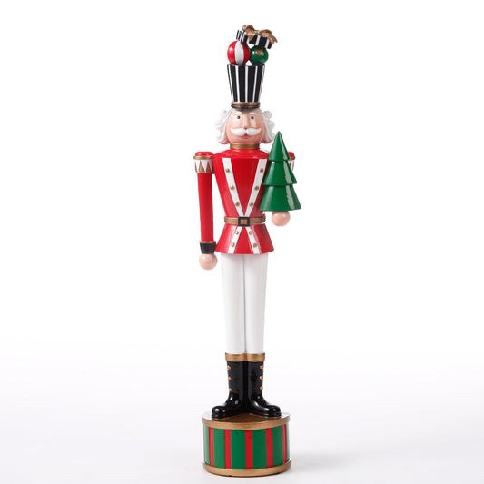 XR13328 RESIN NUTCRACKER w/XMAS TREE 17.5"