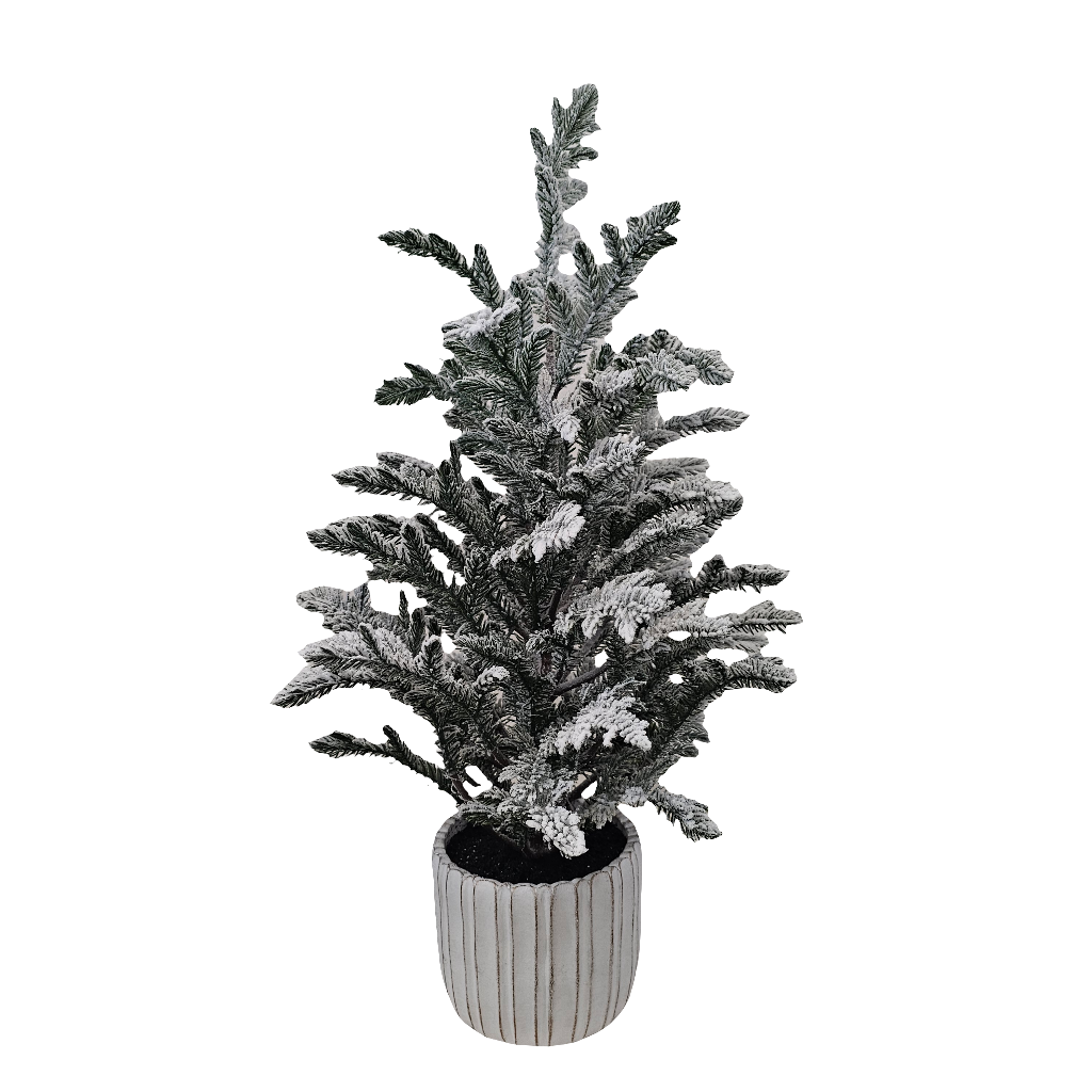 XM30052 FLOCKED POTTED PINE TREE,22"