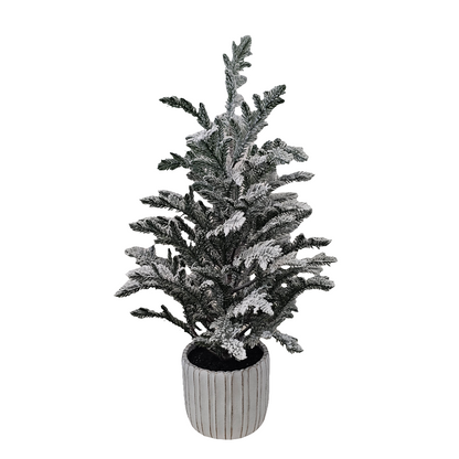 XM30052 FLOCKED POTTED PINE TREE,22"