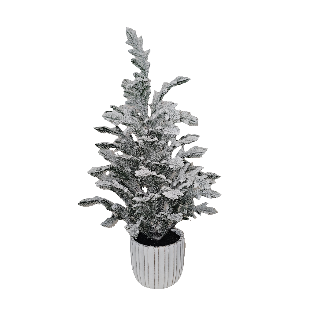 XM30052 FLOCKED POTTED PINE TREE,22"