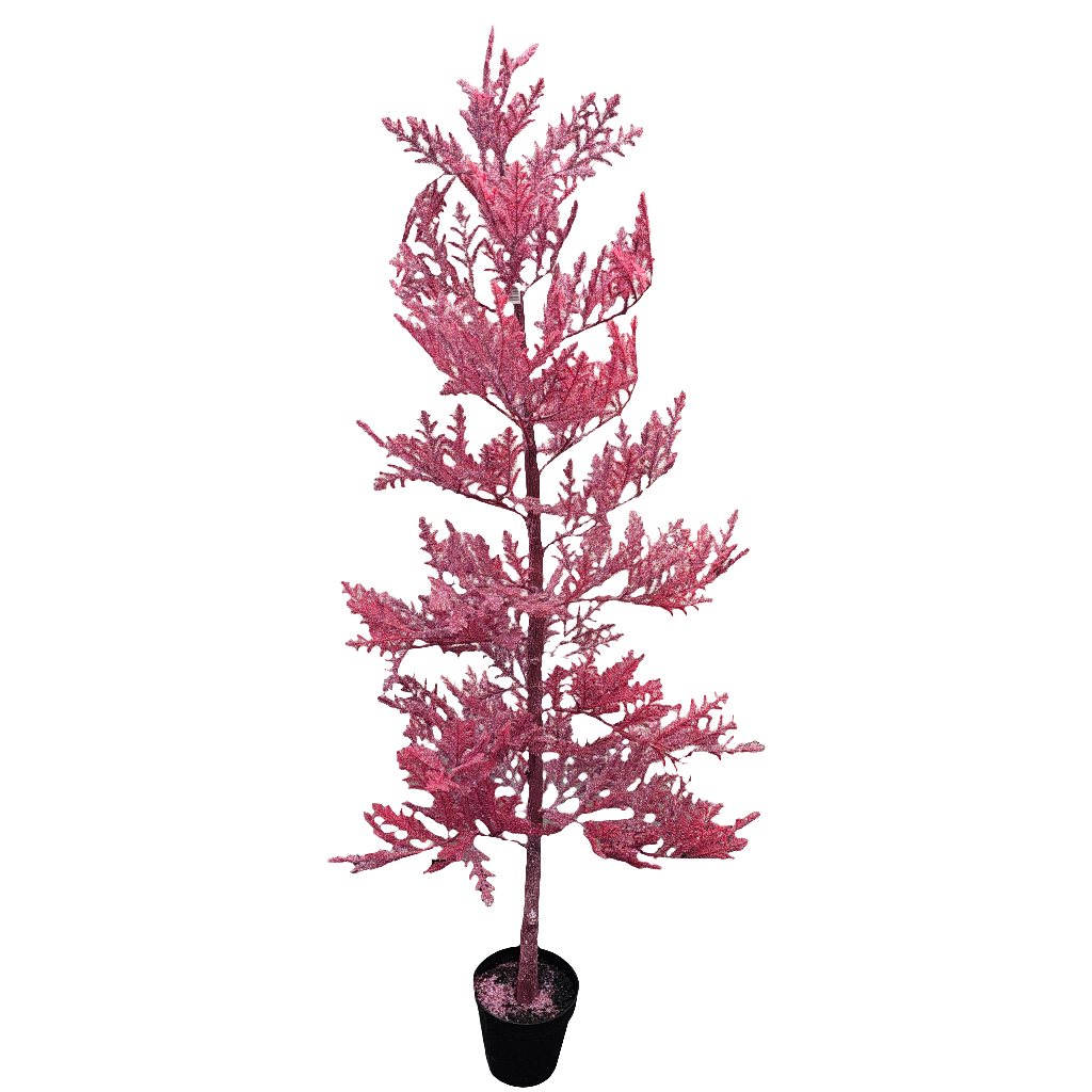 XM30058 POTTED GLITTERED PINE TREE, 6'